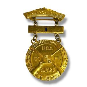 Vintage NRA Sharpshooter 50ft Junior Division Badge Pin Medal Award 2.4"